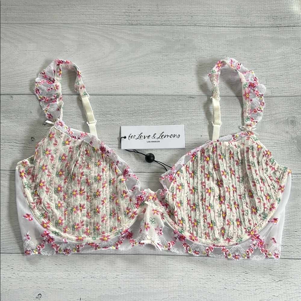 For Love & Lemons Floral Blooms Underwire Bra Size 38DD Girly Feminine
